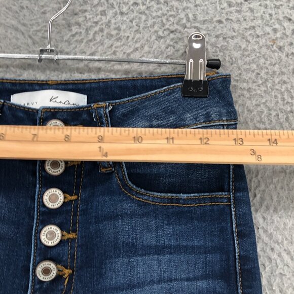 KanCan Jeans Womens 24 Blue Curvy Button Fly Skinny Distressed Medium Wash Denim - Picture 8 of 12